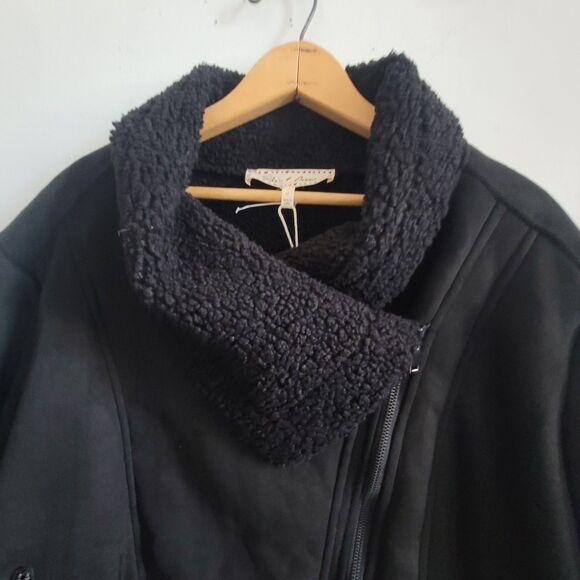 Sheryl Crow Americana Studded Faux Suede Sherpa Moto Black Jacket Plus Size 2X - Picture 4 of 13